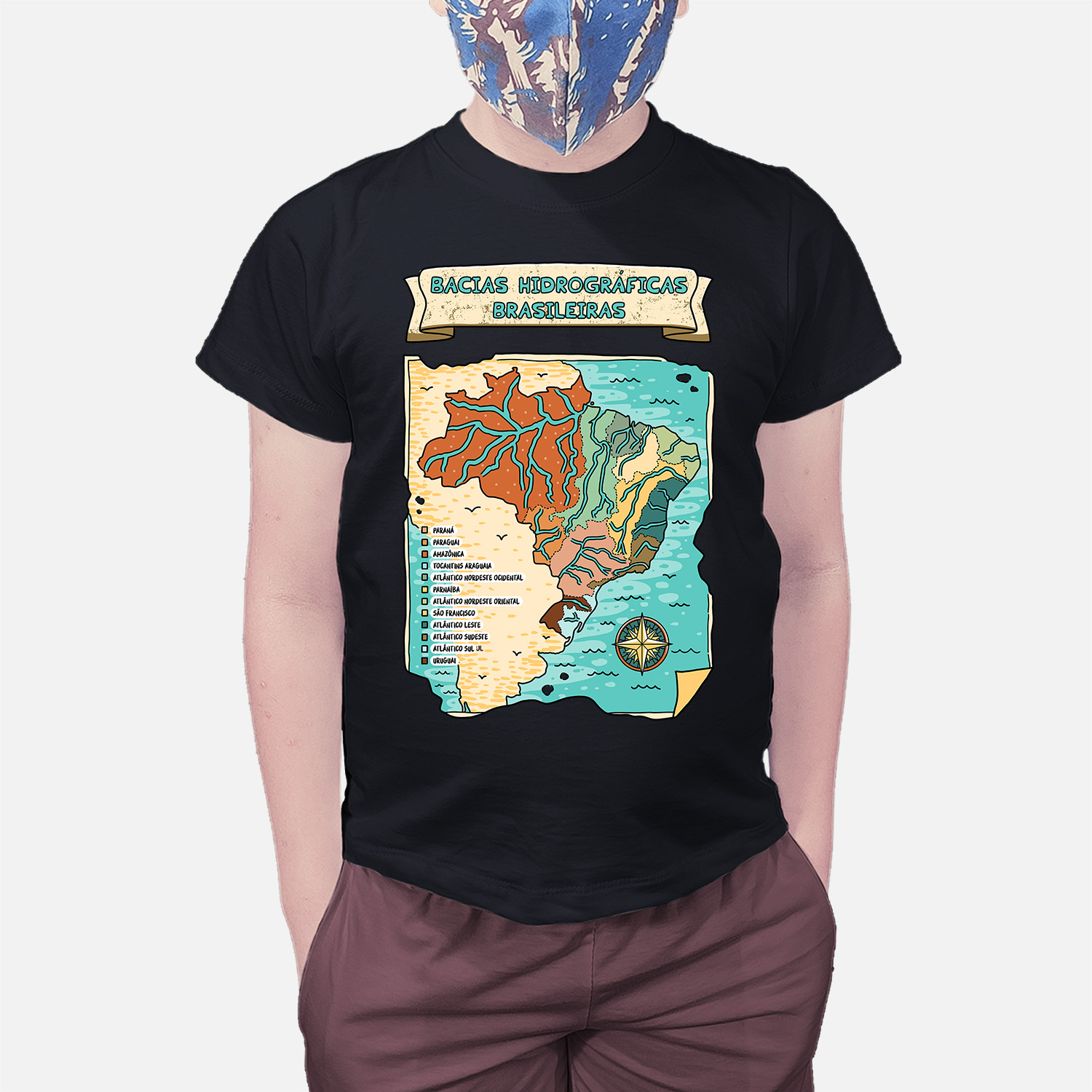 Camiseta Infantil Bacias Hidrográficas Brasileiras