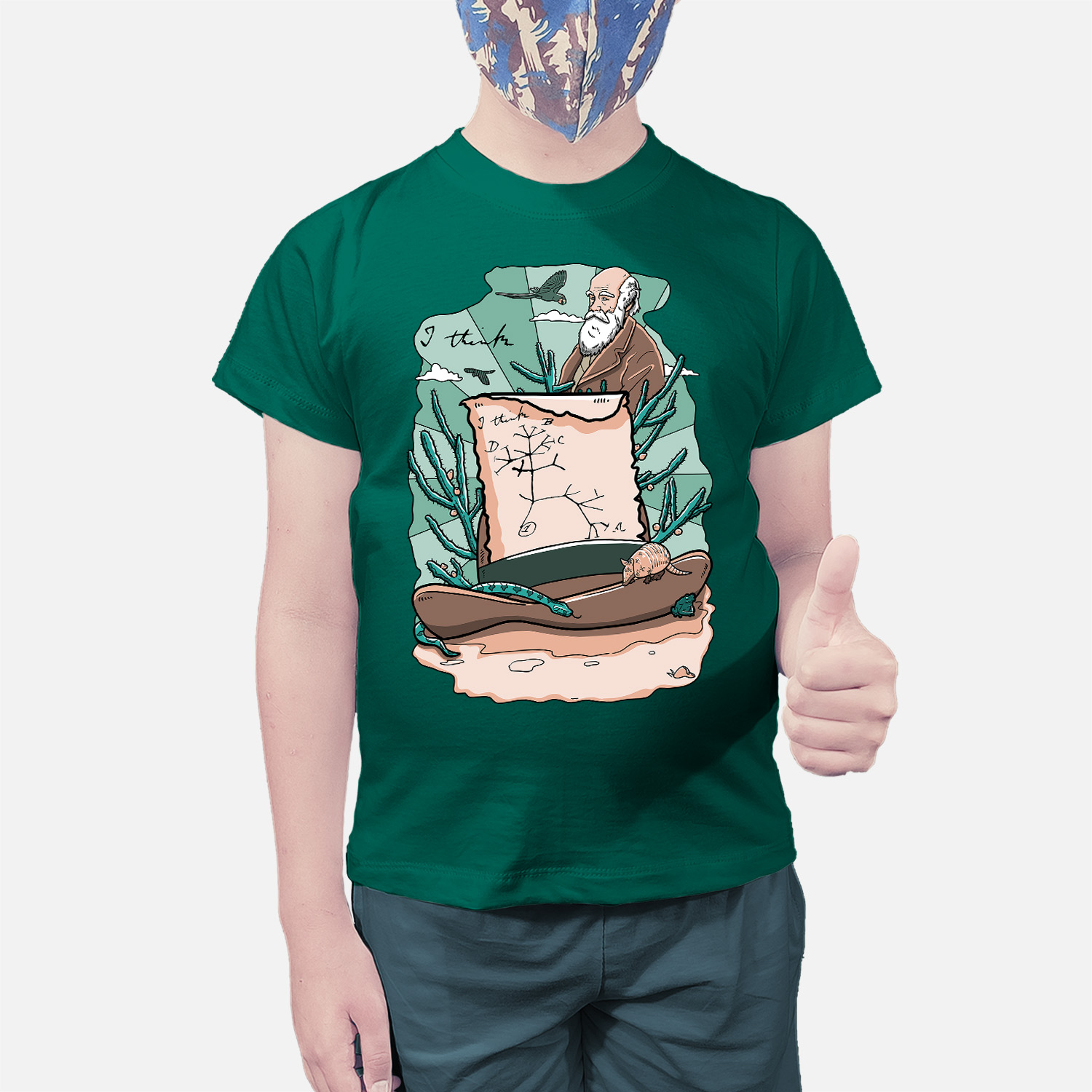 Camiseta Infantil Darwin I Think