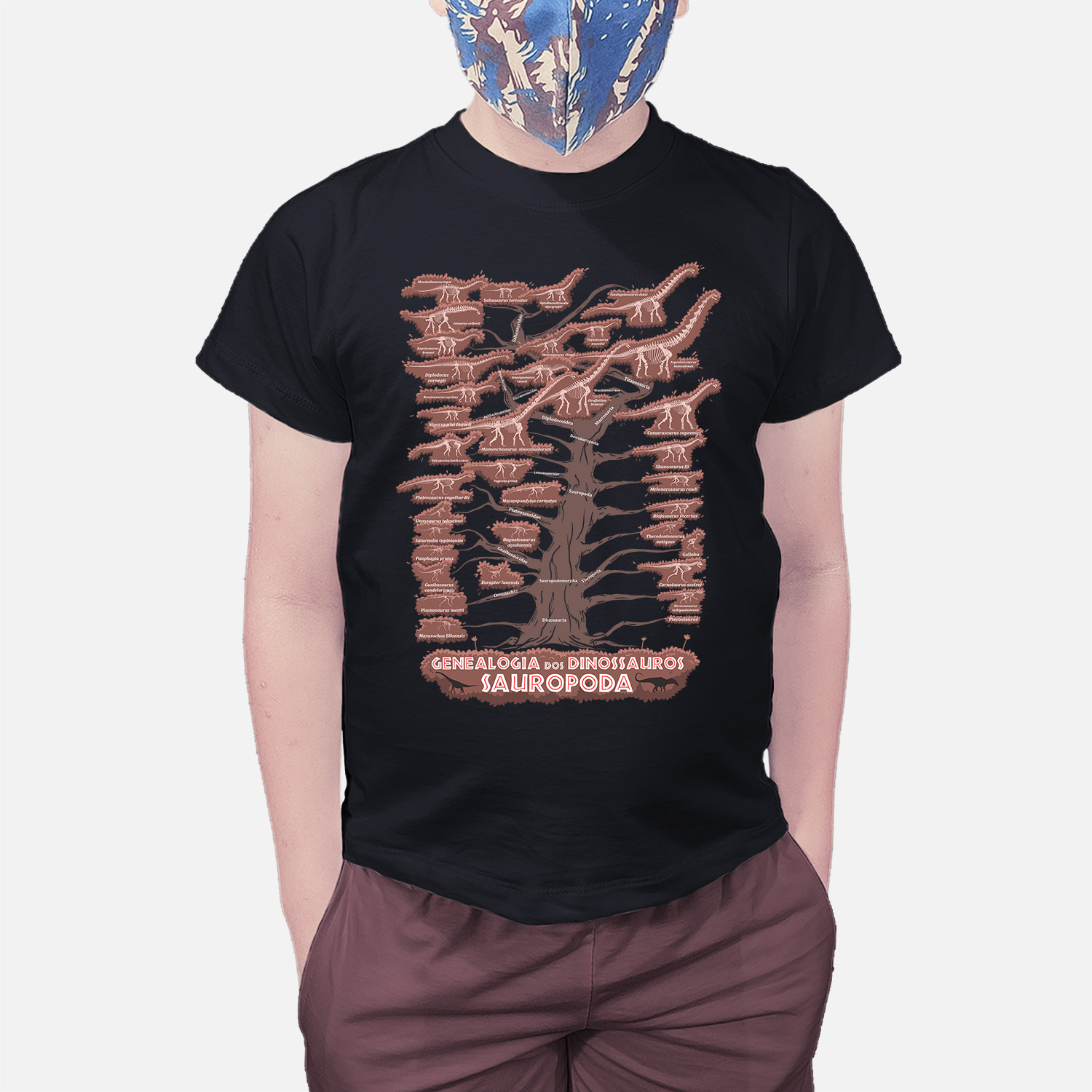 Camiseta Infantil Genealogia dos Dinossauros Sauropoda