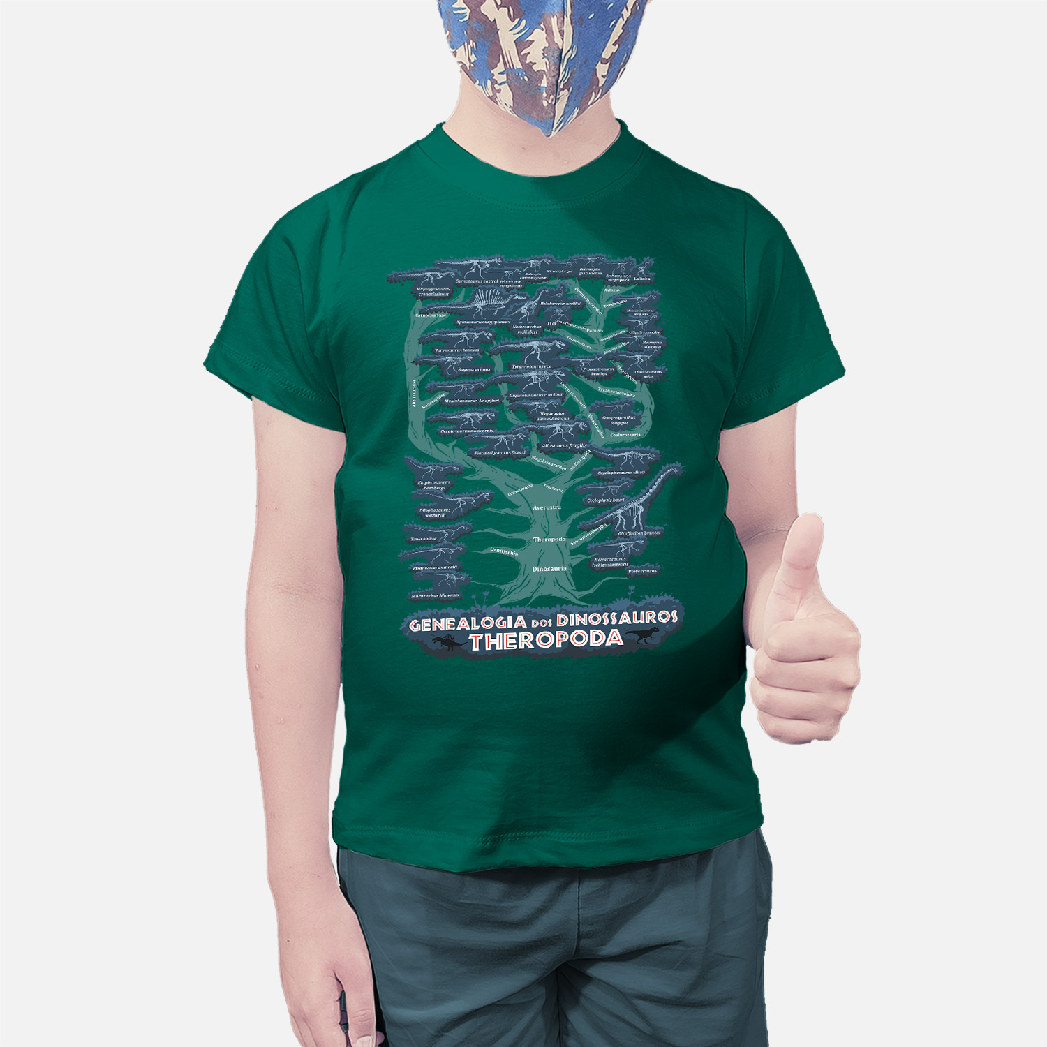 Camiseta Infantil Genealogia dos Dinossauros Theropoda
