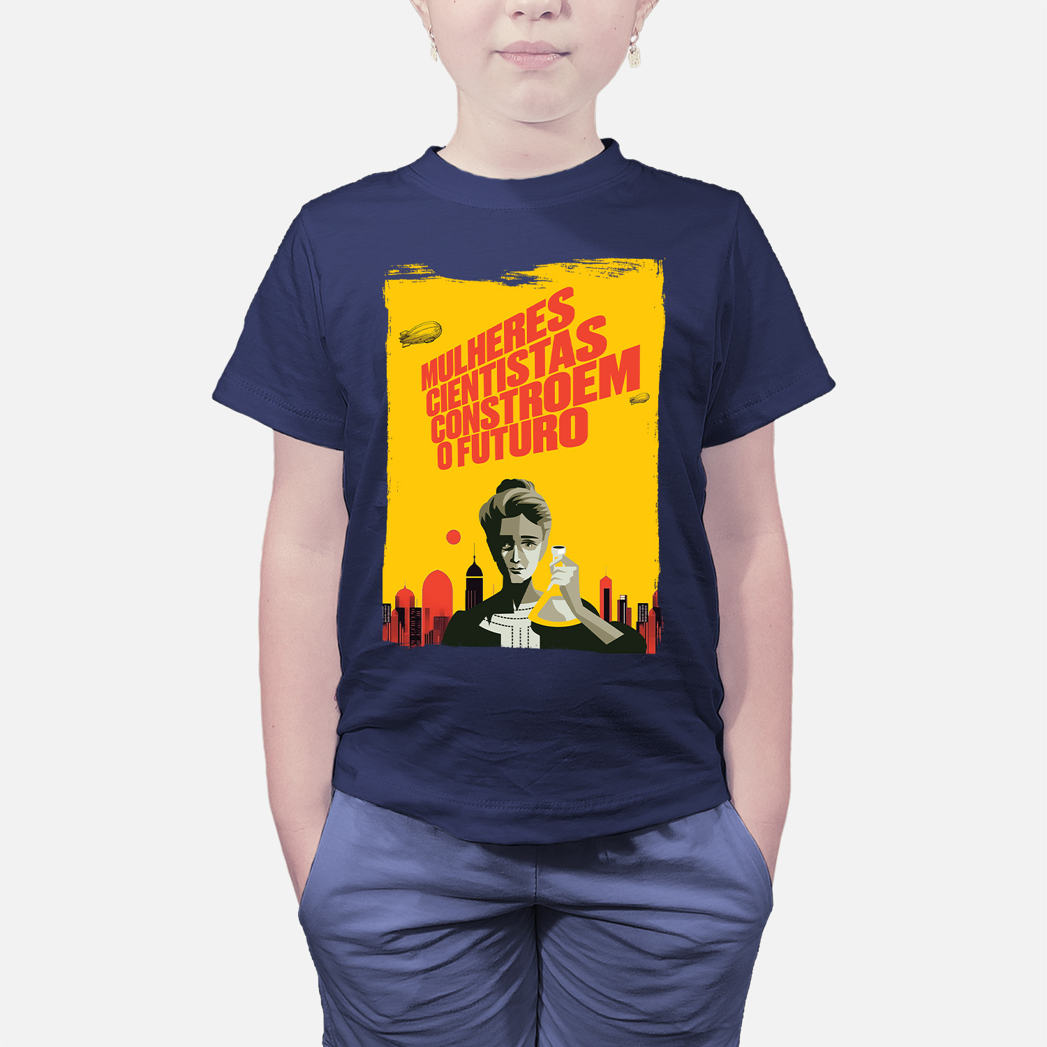 Camiseta Infantil Mulheres Cientistas Constroem o Futuro