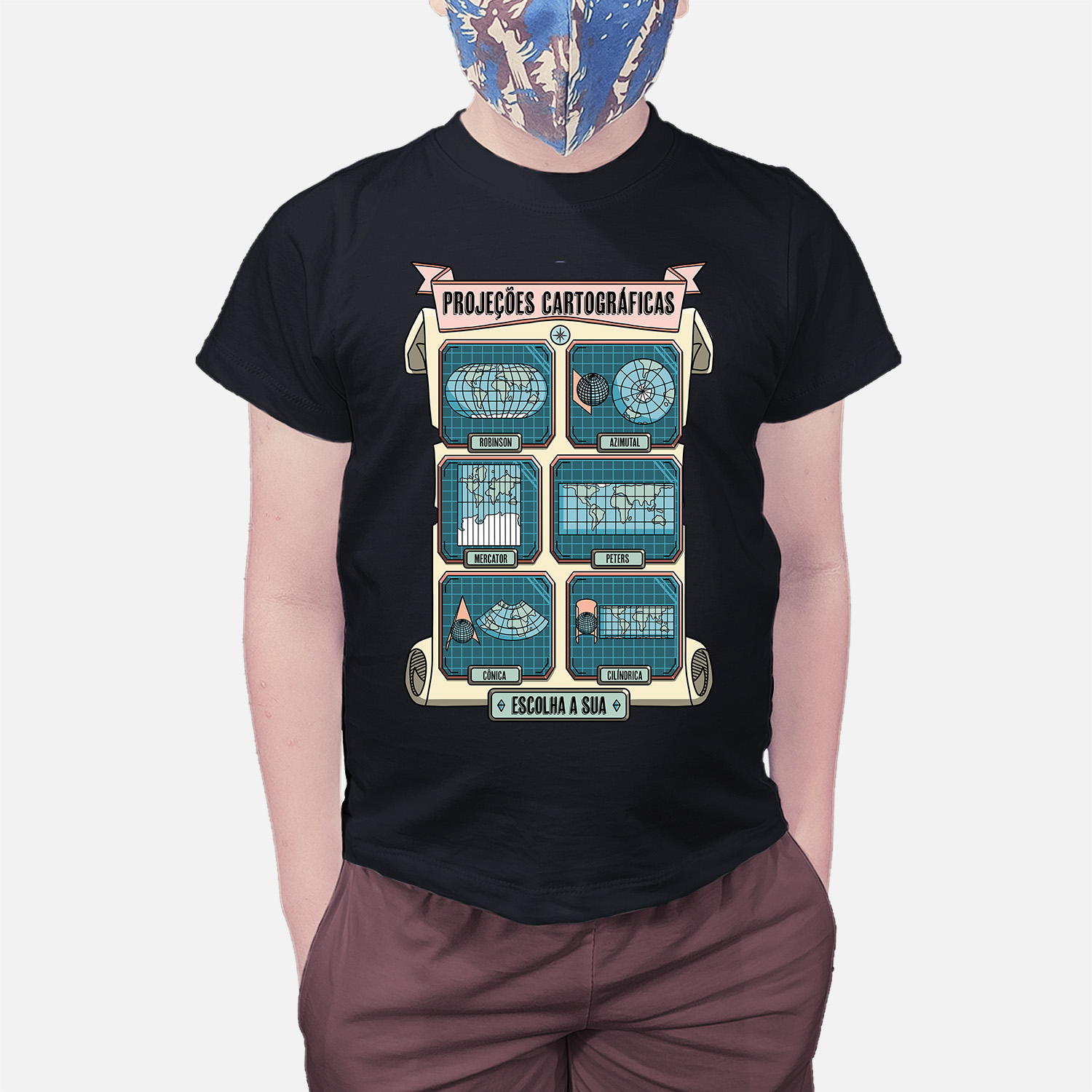 Camiseta Infantil Projeções Cartográficas